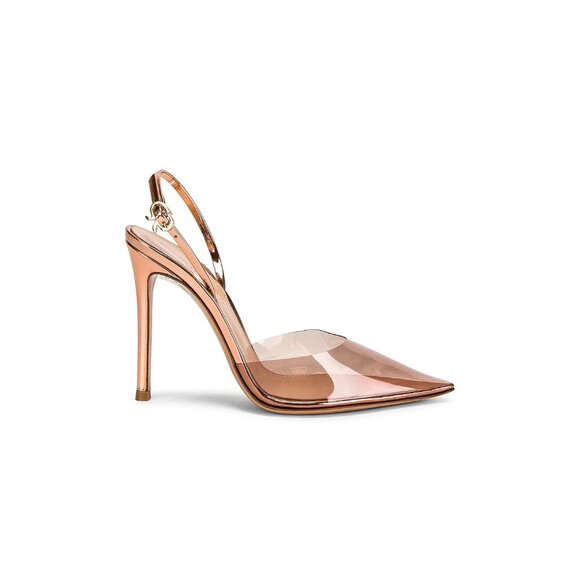 Gianvito Rossi Ribbon D'orsay Heels Peach Metallic Transparent - Picture 1 of 7